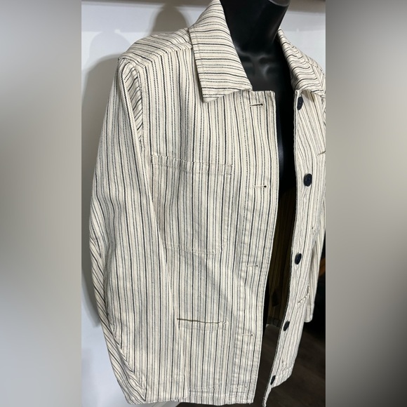 Rebecca Taylor Beige Stripe Denim Stretch Cotton Jacket Blazer Size XS - Picture 6 of 16